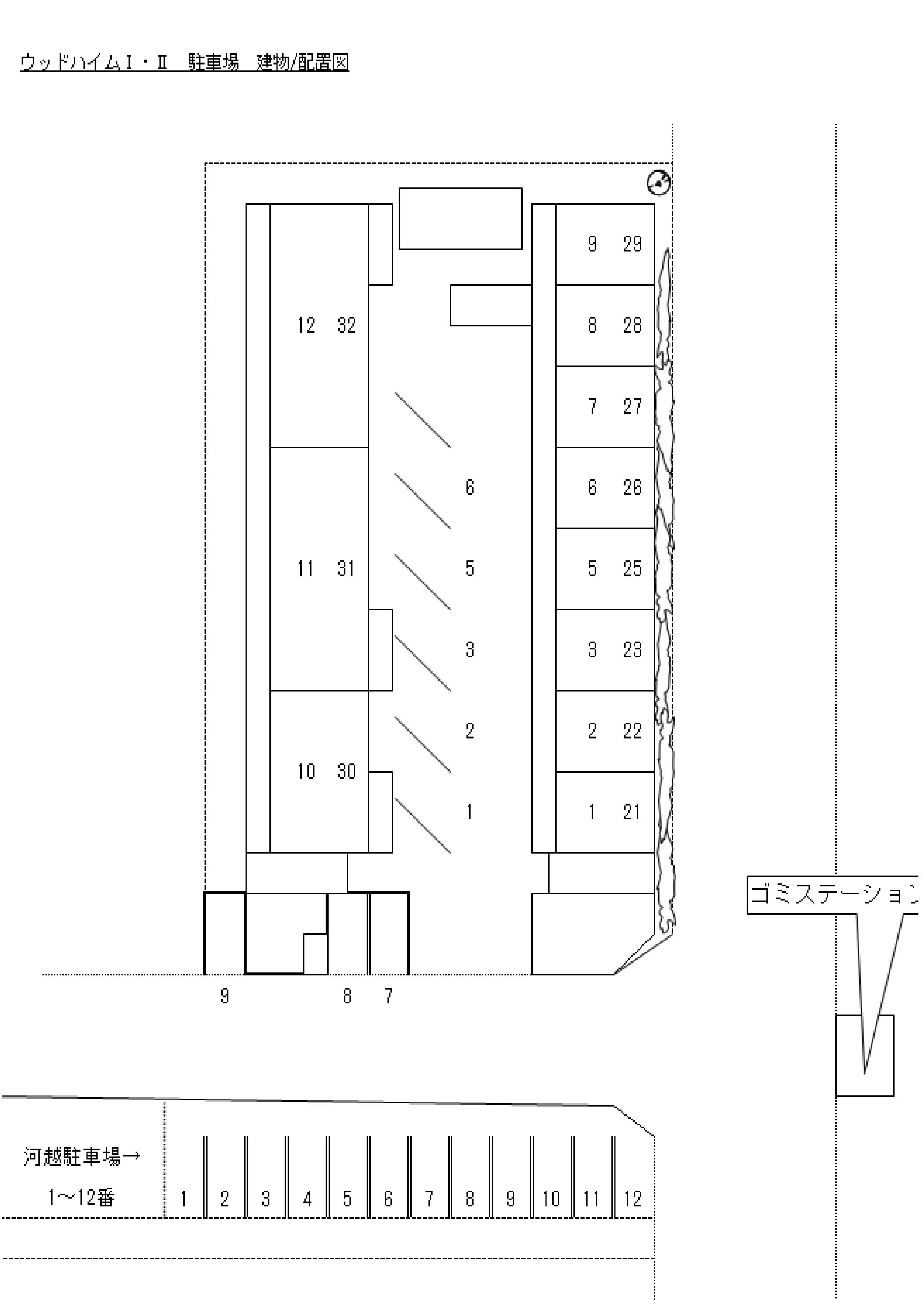 政所　河越駐車場の駐車配置図