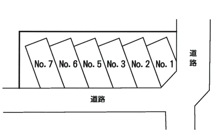 天明町ガレージの駐車配置図
