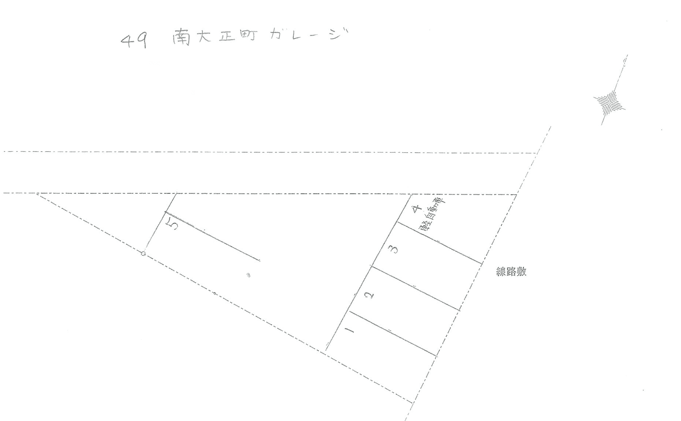 南大正町ガレージの駐車配置図