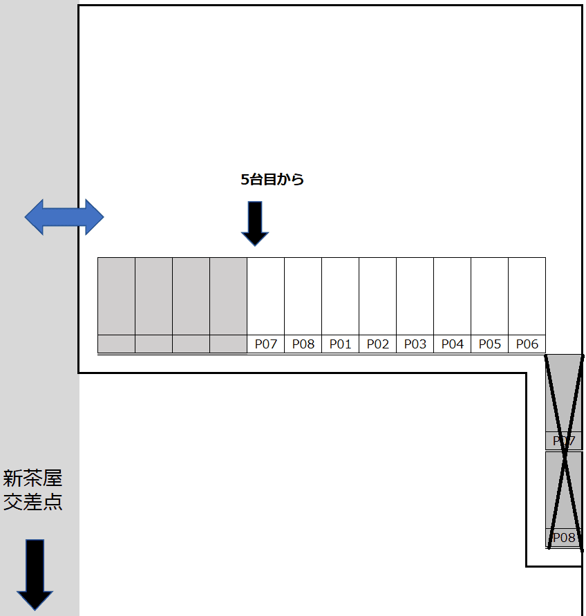 シャルムOK敷地外駐車場（松田駐車場）の駐車配置図