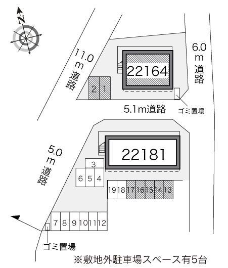 フェリシア室町Ｂ(22164)　敷地外駐車場の駐車配置図