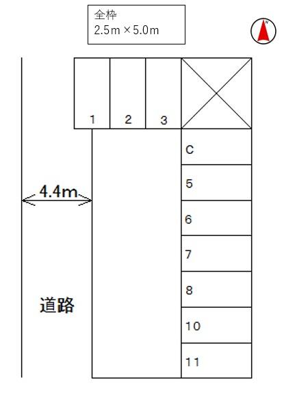 大家モータープ－ルの駐車配置図