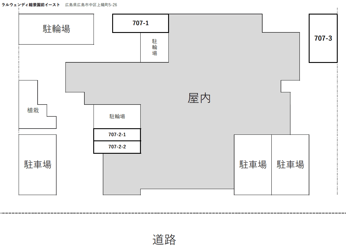 ラルウェンディ縮景園前イースト　バイクガレージの駐車配置図