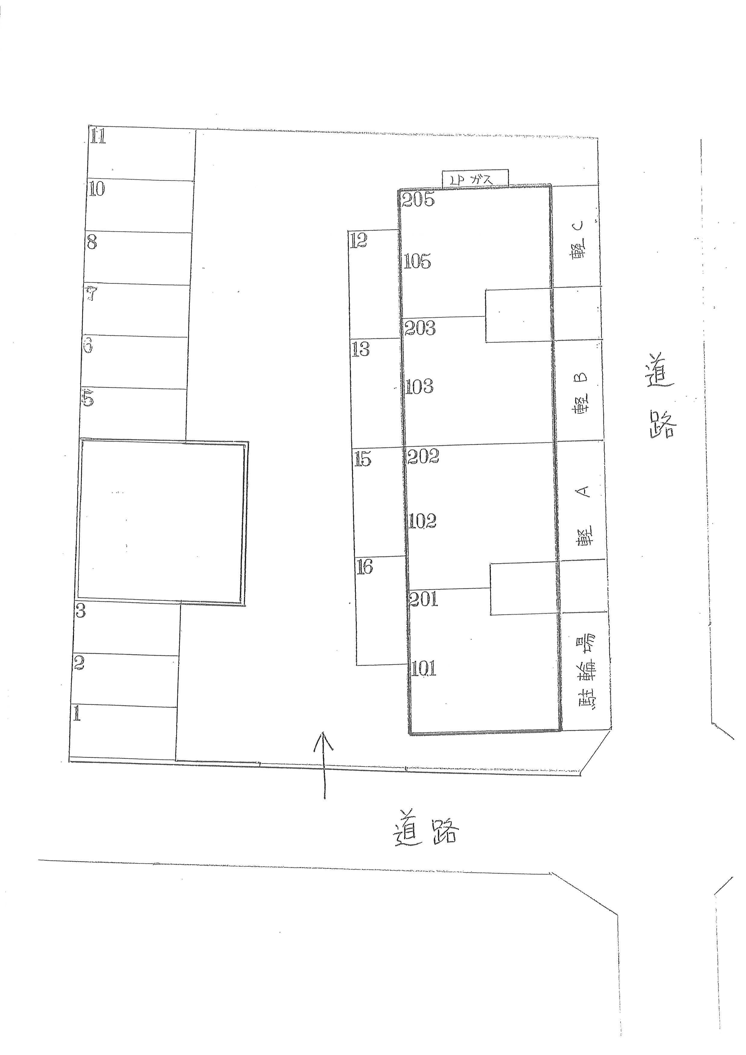 タウンハイツⅡの駐車配置図