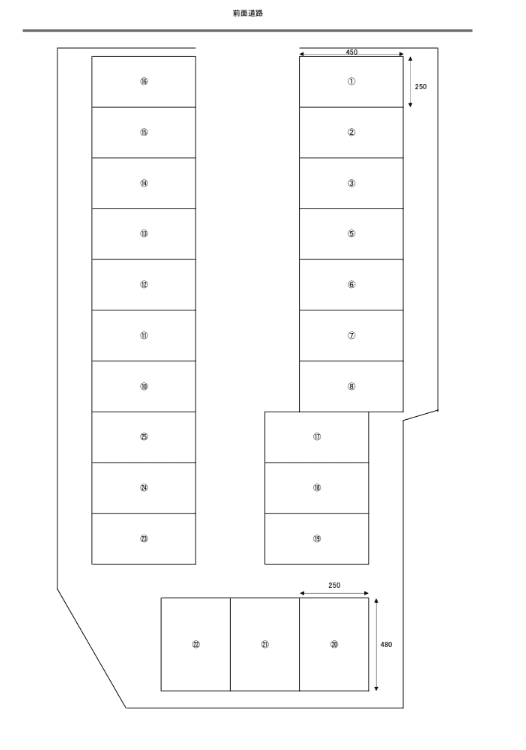 梅田町武田駐車場の駐車配置図