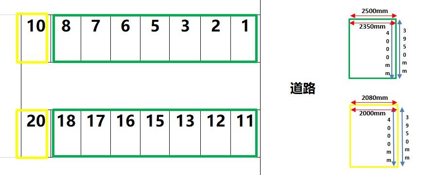 諸江パーキングの駐車配置図