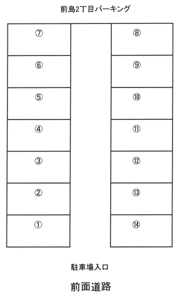 前島2丁目パーキングの駐車配置図