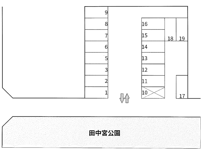 田中宮ガレージの駐車配置図