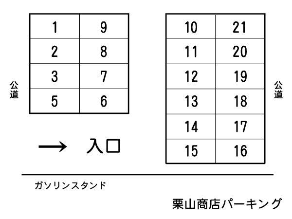 栗山商店パーキングの駐車配置図