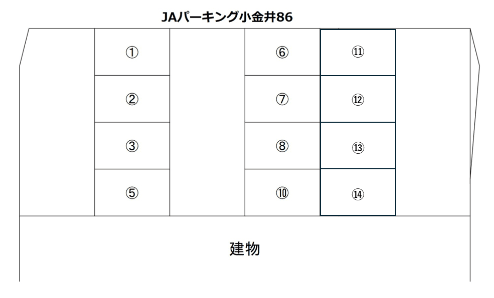 JAパーキング小金井86-2の駐車配置図