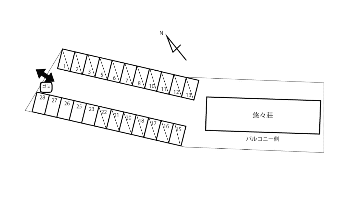 悠々荘月極駐車場の駐車配置図
