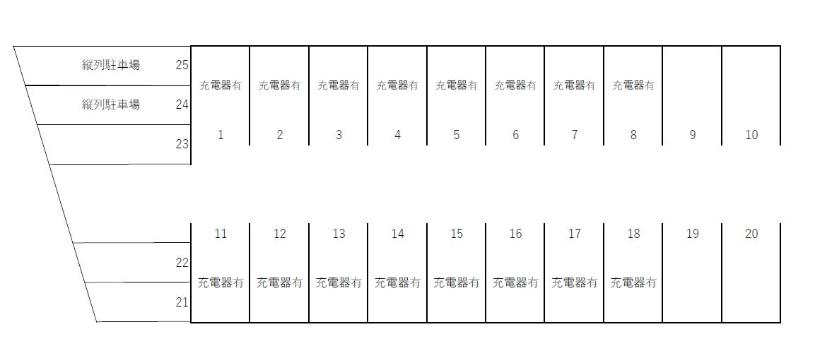 西条充電付駐車場の駐車配置図