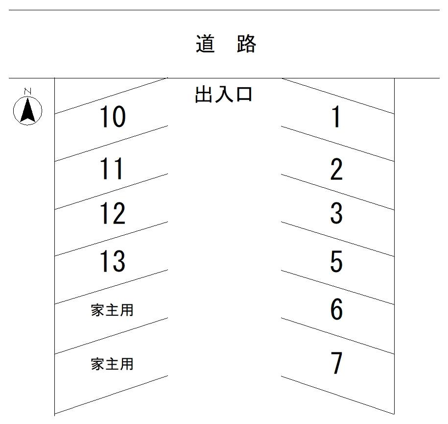 横溝月極駐車場の駐車配置図
