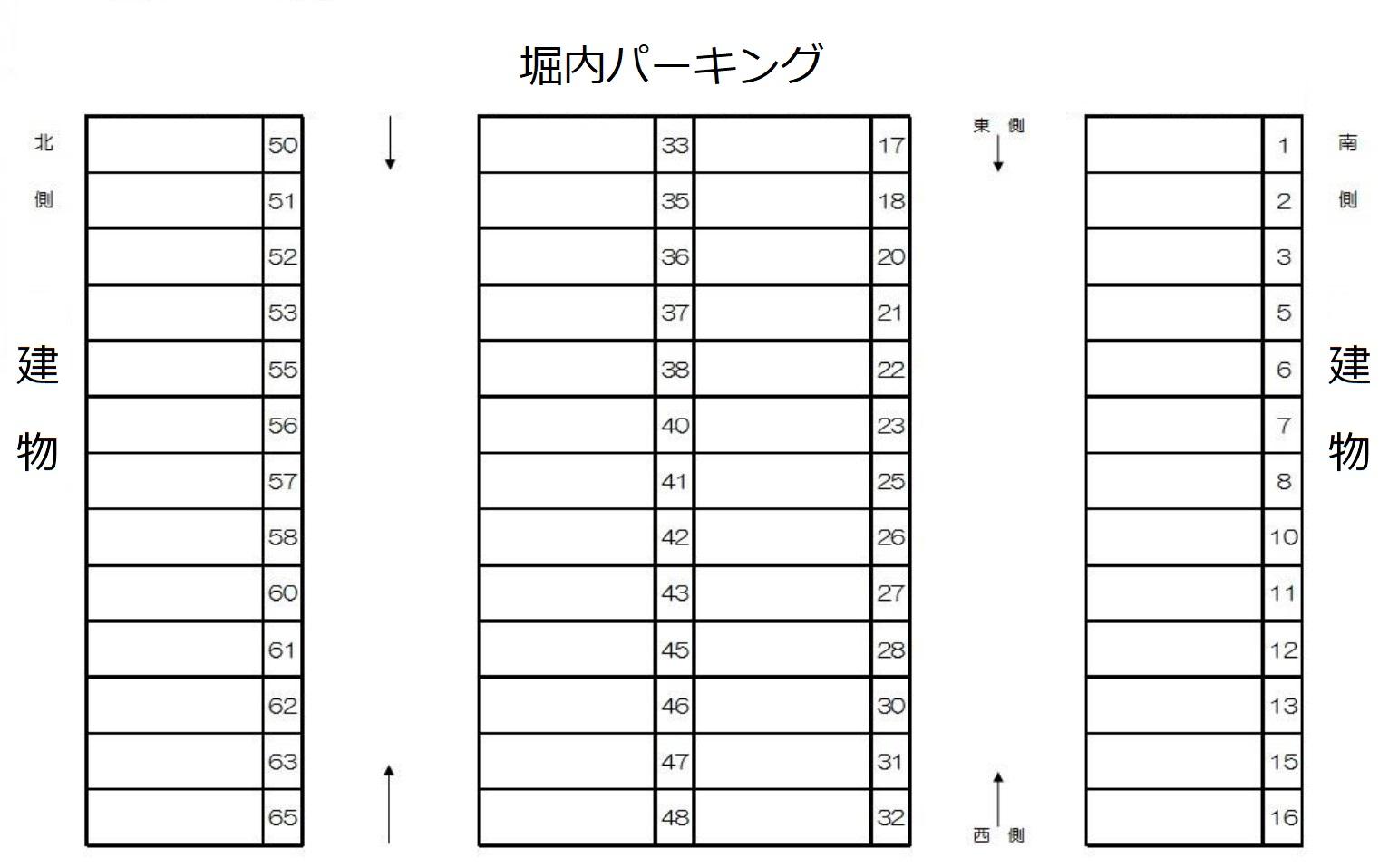 堀内パーキングの駐車配置図