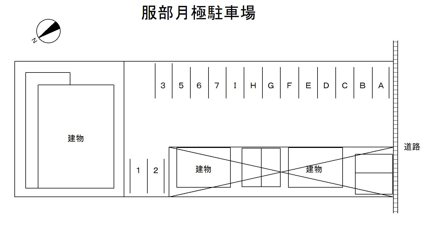 服部月極駐車場の駐車配置図
