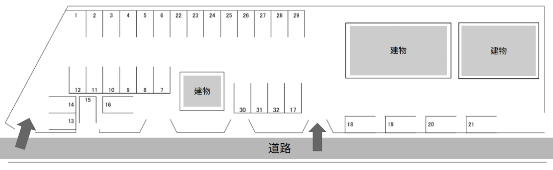ハイツ土方駐車場の駐車配置図