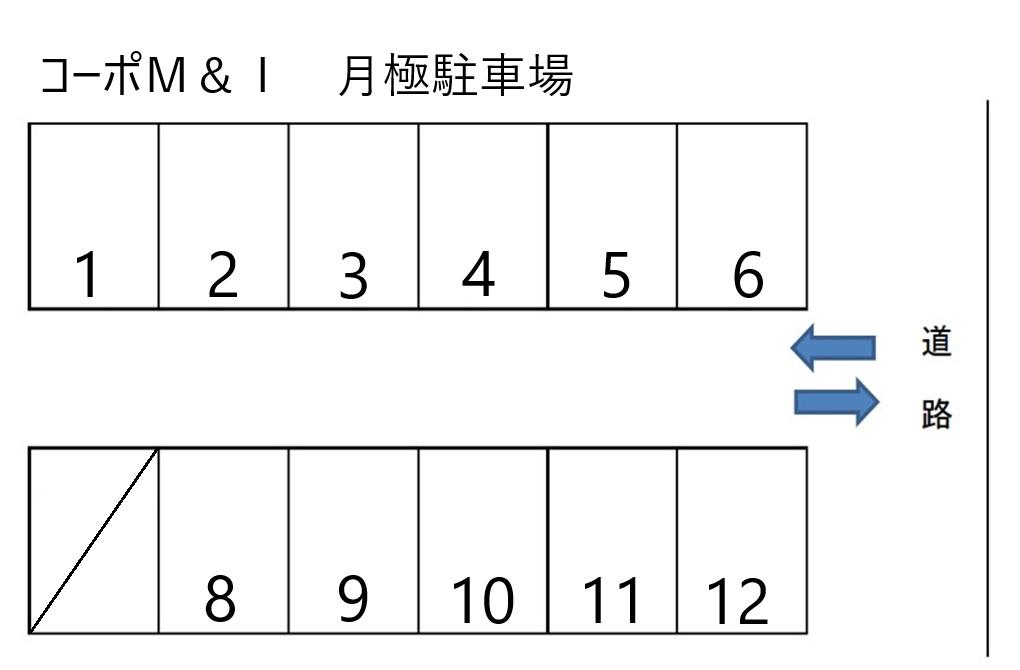 コーポＭ＆Ｉ　月極駐車場の駐車配置図