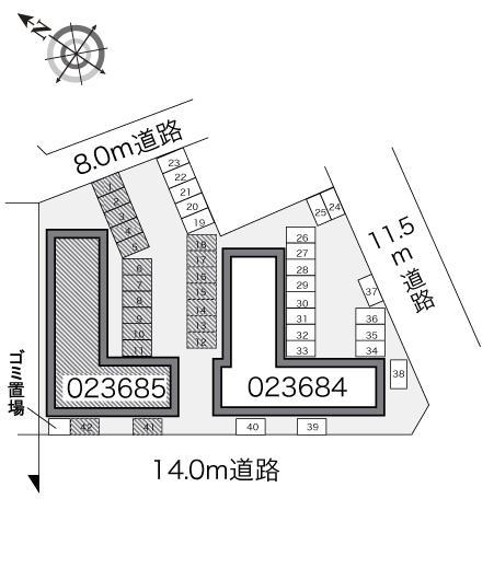 ノースヒルＢ(23685)の駐車配置図