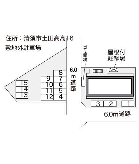 クレインⅡ(30304)　敷地外駐車場の駐車配置図