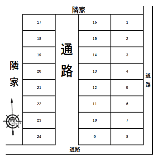 町田月極Ⅳ駐車場の駐車配置図