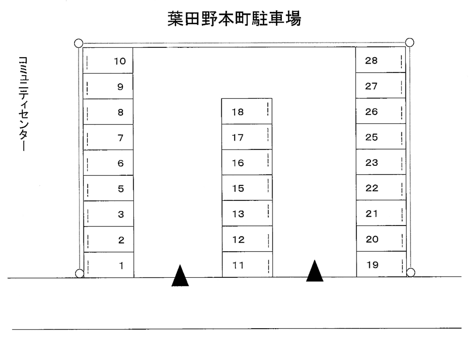 葉田野本町駐車場の駐車配置図