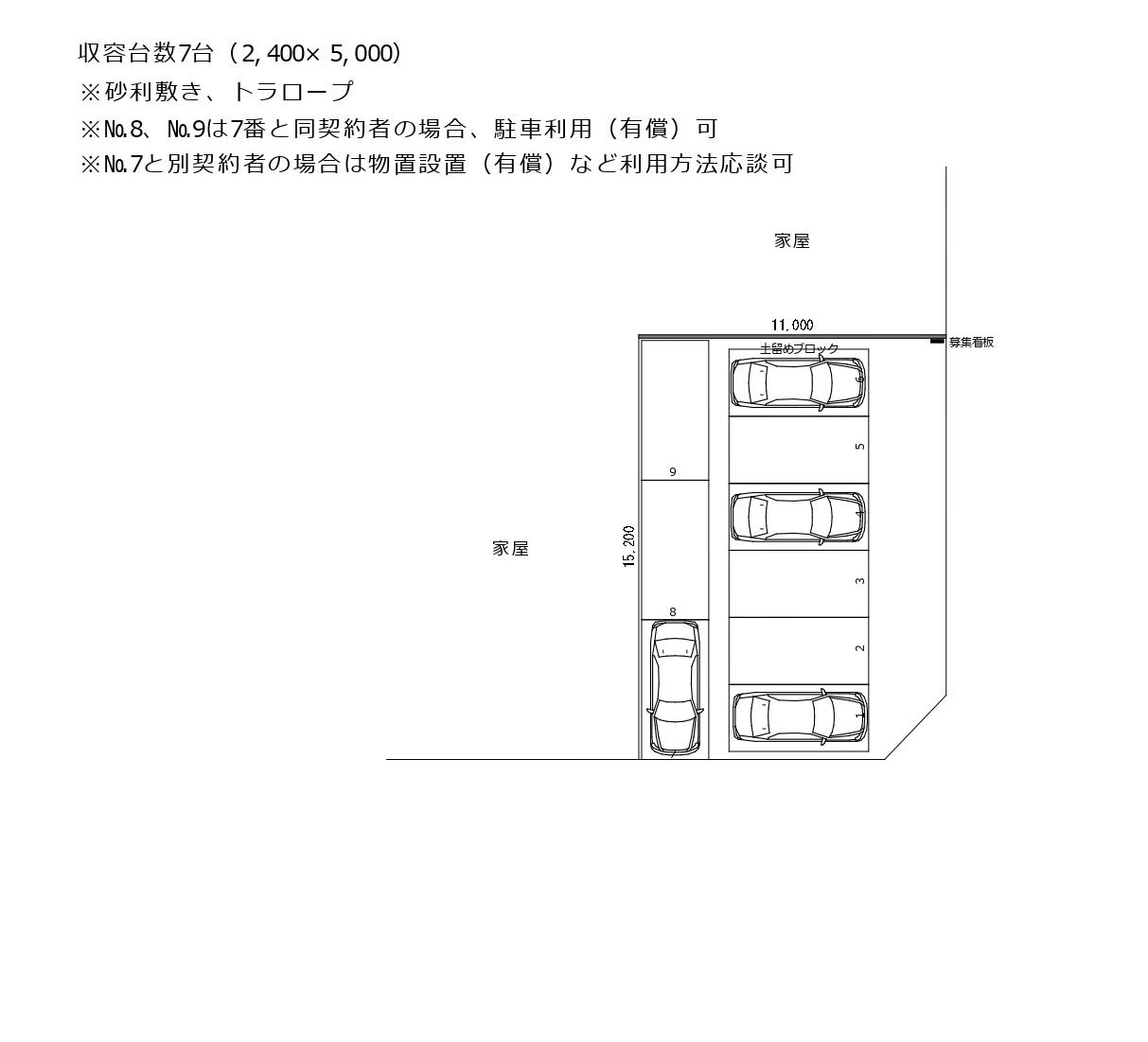 クリエス・パーキング亀田向陽2丁目の駐車配置図