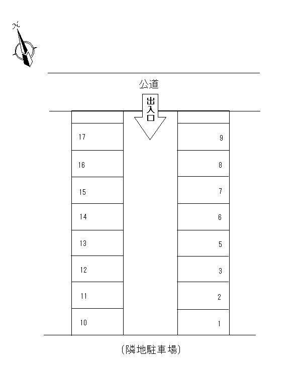 新井第四駐車場の駐車配置図