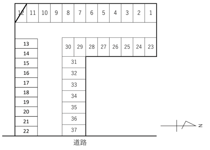 天神駐車場Cの駐車配置図