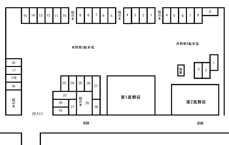 真野第４駐車場の駐車配置図