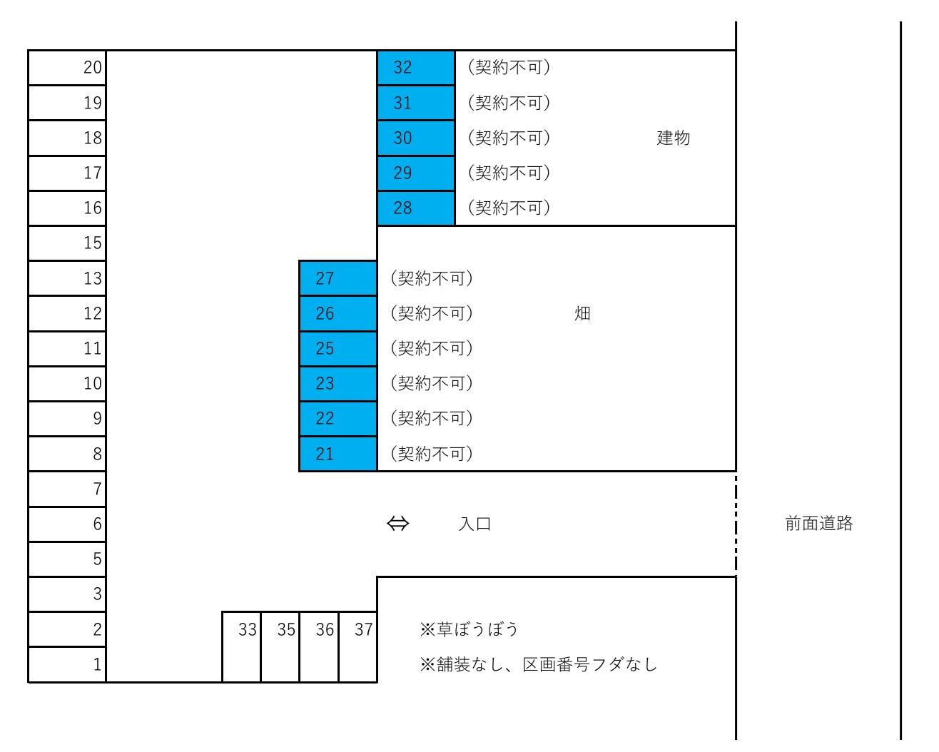 馬場駐車場(1～37)の駐車配置図