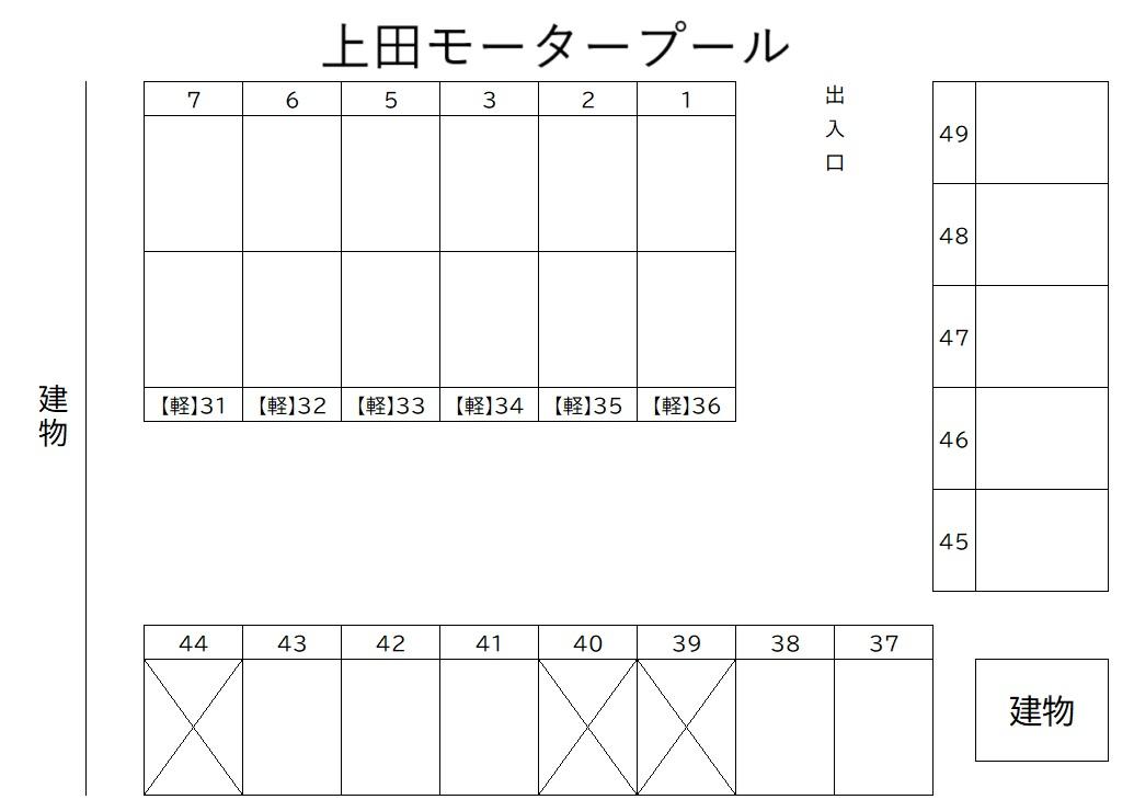 上田モータープールの駐車配置図