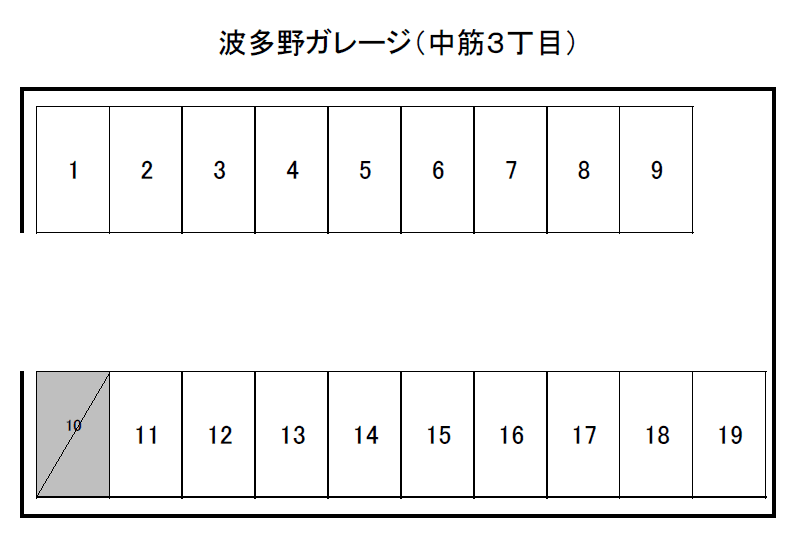 波多野ガレージ（中筋３丁目）の駐車配置図
