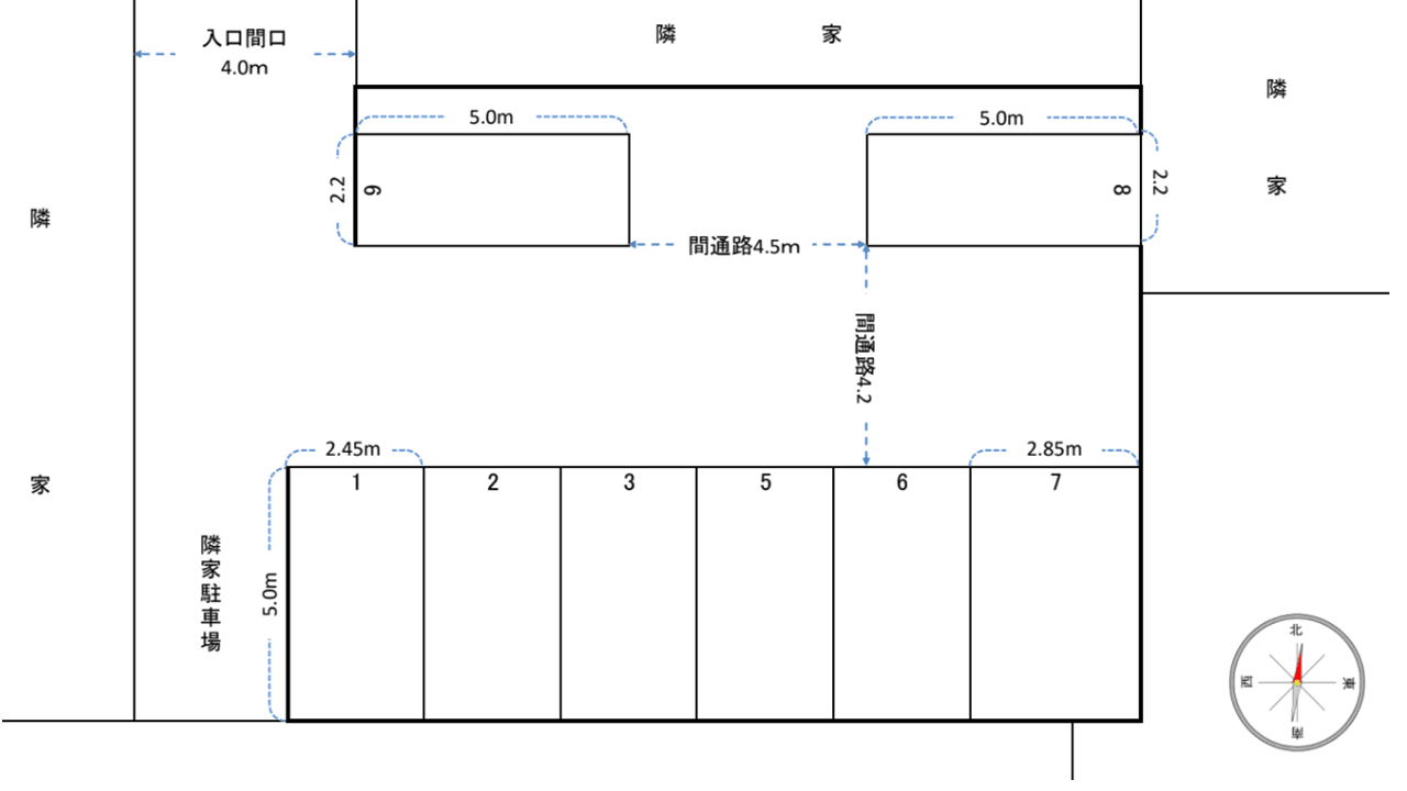 篠朝日駐車場の駐車配置図