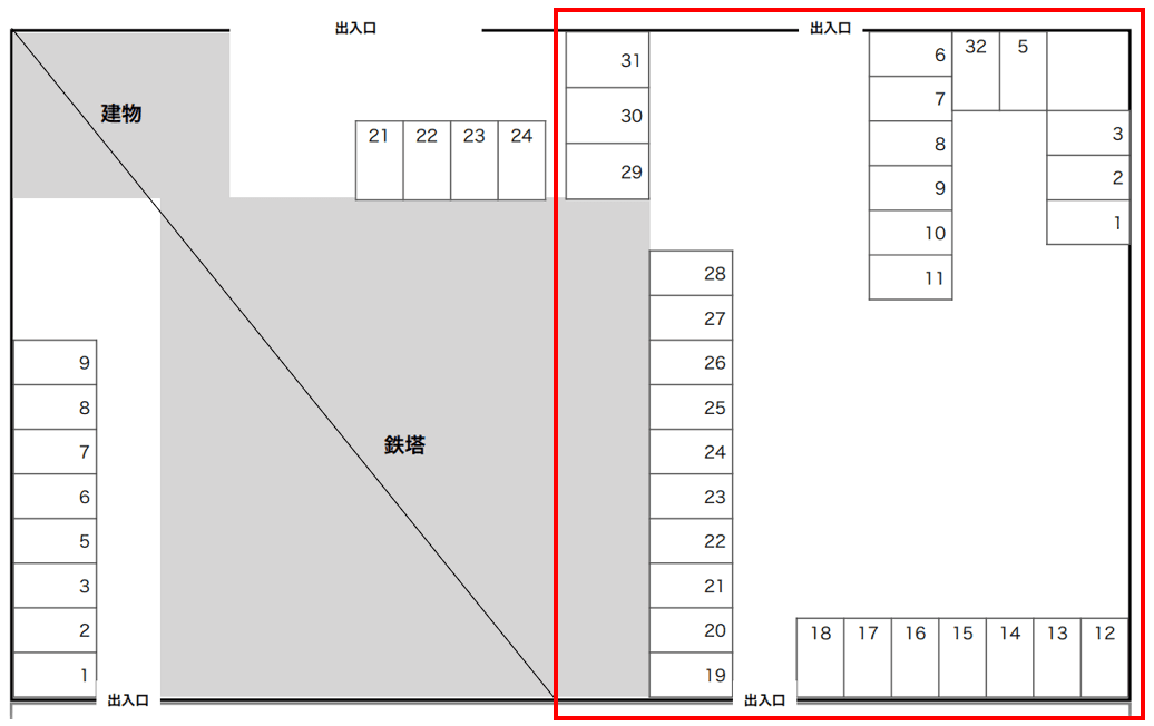 ケイアイパーキング生目台東（A）の駐車配置図