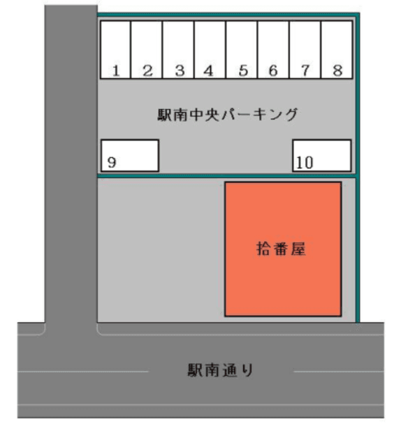 駅南中央パーキングの駐車配置図