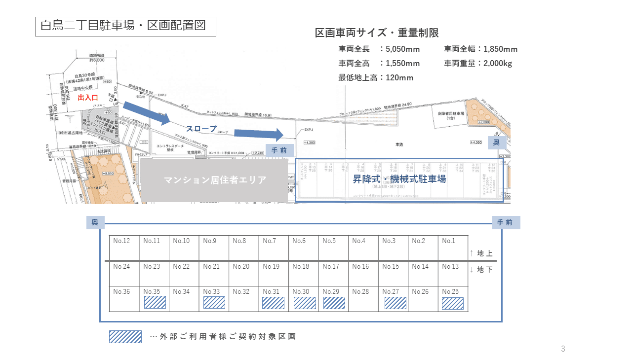 白鳥二丁目駐車場の駐車配置図