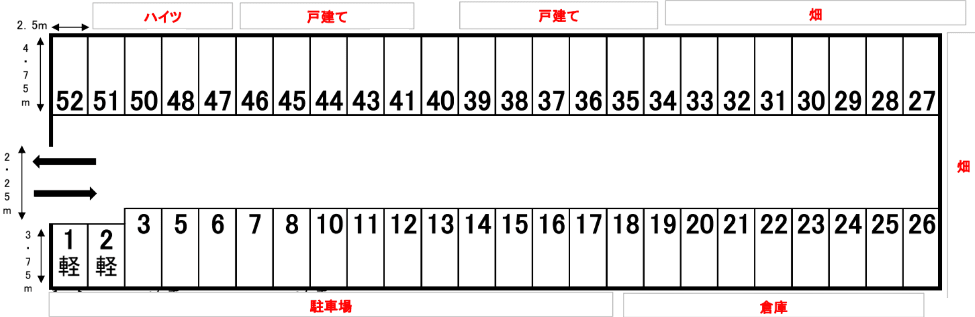 奥野駐車場１の駐車配置図
