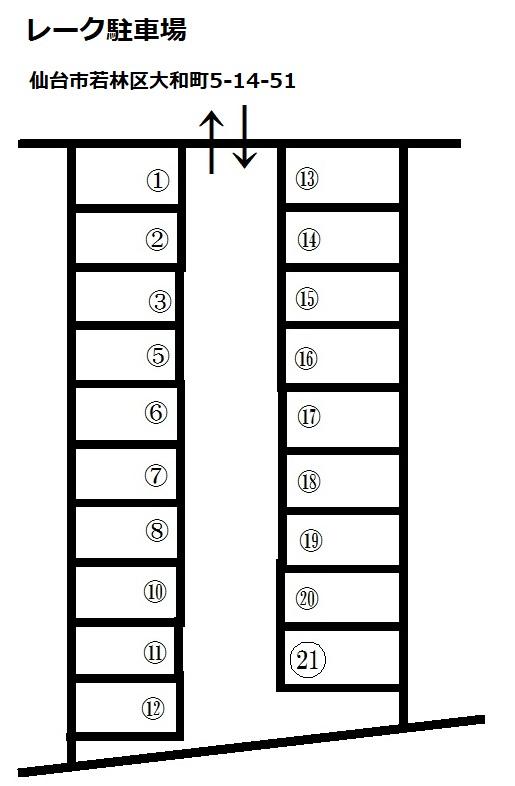レーク駐車場の駐車配置図