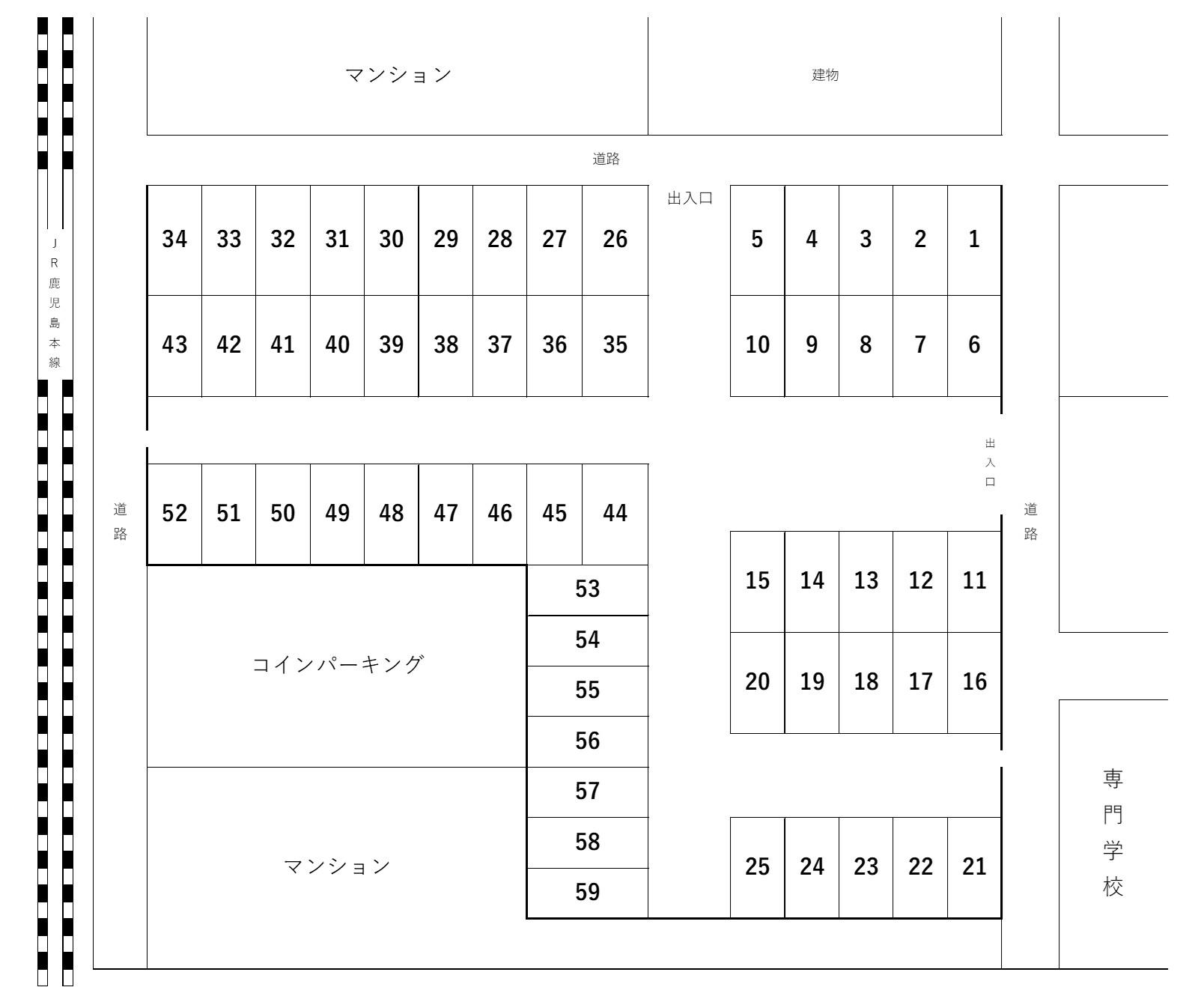大牟田福田駐車場の駐車配置図