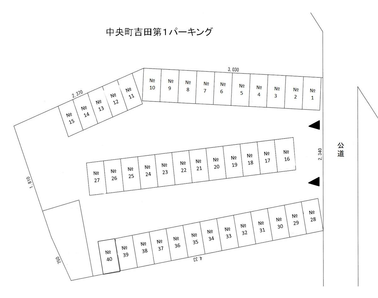 中央町吉田第１パーキングの駐車配置図