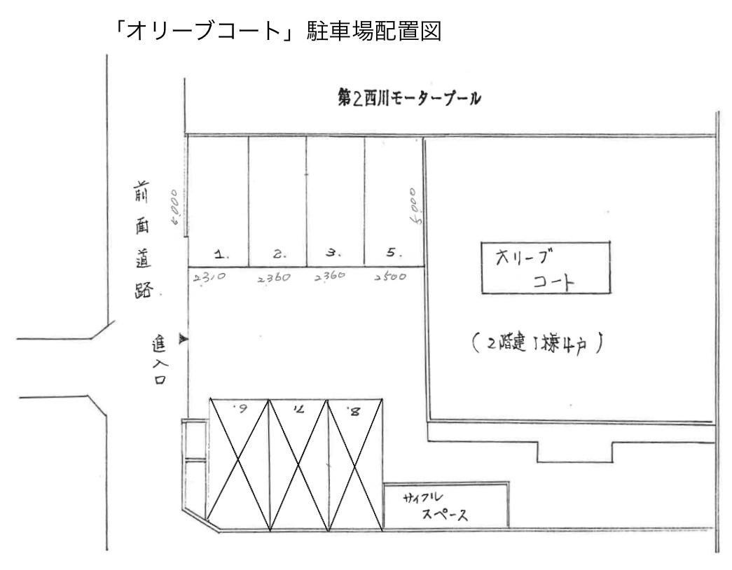 オリーブコートの駐車配置図