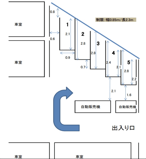 荻窪バイク駐車場の駐車配置図