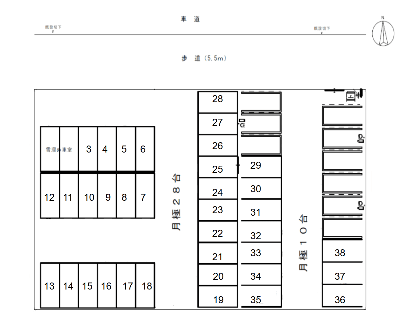 パークネット札幌北８西２０の駐車配置図