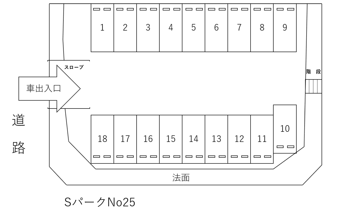 SパークNo.25B（田尻一丁目）の駐車配置図