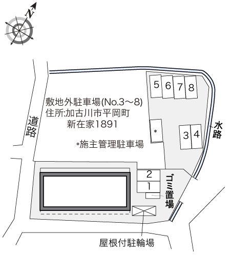 エムズコート(29109)　敷地外駐車場の駐車配置図