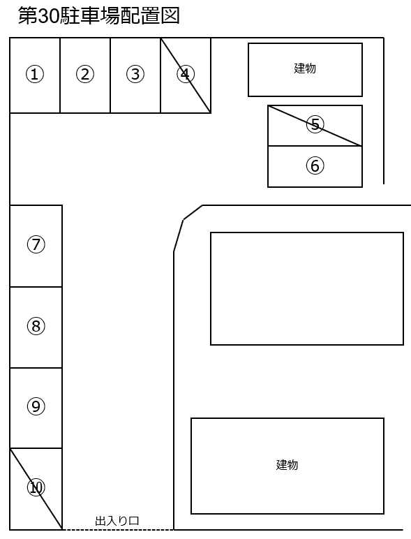 第30駐車場の駐車配置図