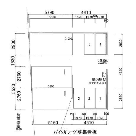 ちゃおちゃおバイクガレージ上祖師谷の駐車配置図