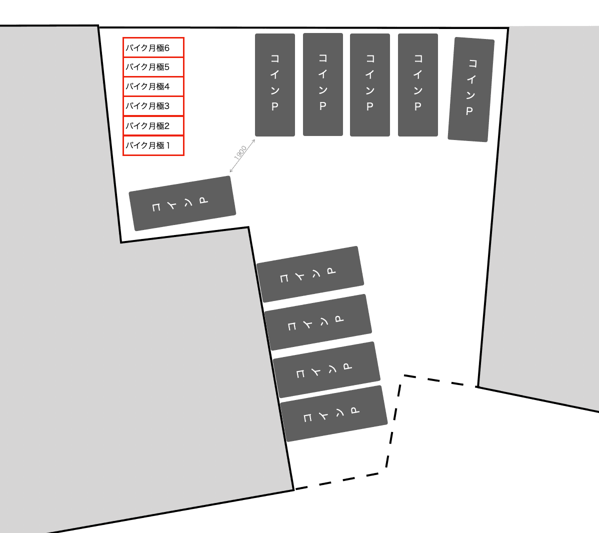仲手原二丁目駐輪場の駐車配置図