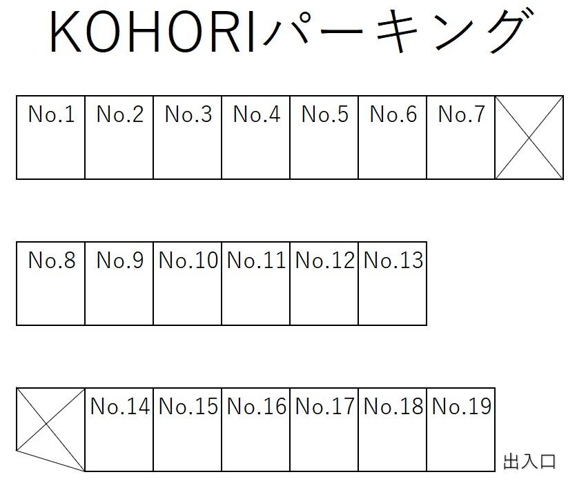 KOHORIパーキングの駐車配置図