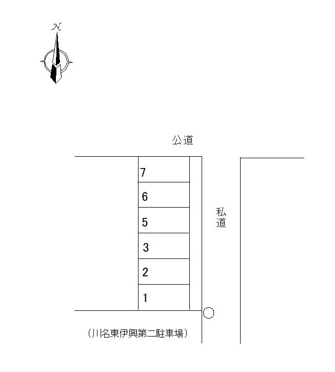 川名東伊興第一駐車場の駐車配置図